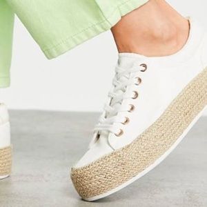 NEW ASOS New White Espadrille, UK Size 7, US Size 9 Platform Sneaker